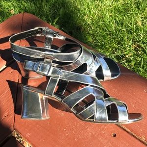 Vintage silver Condados strappy heels